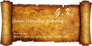 Gavrilovits Kardos névjegykártya
